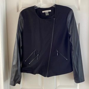 Bianca Nygard Black Jacket/Top with Faux Leather Accents - size 14